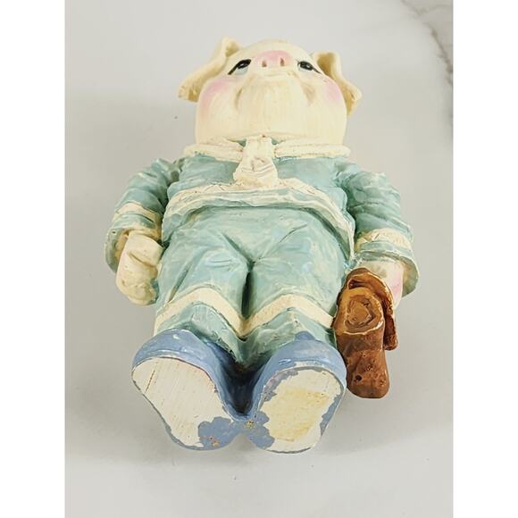 Piglet Pig Lover Piggy Uniform Suit Figurine Light Blue 4" Year 90s Home Decor - Picture 12 of 13